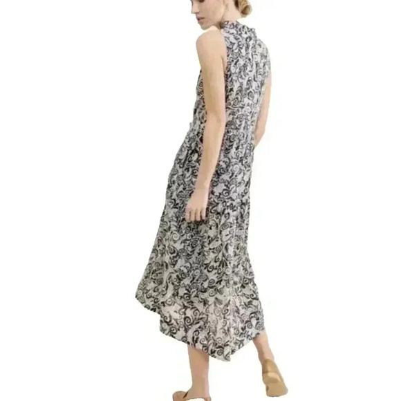 Maeve by Anthropologie Tiered midi Dress Size Medium Black White Summer casual - Picture 2 of 12